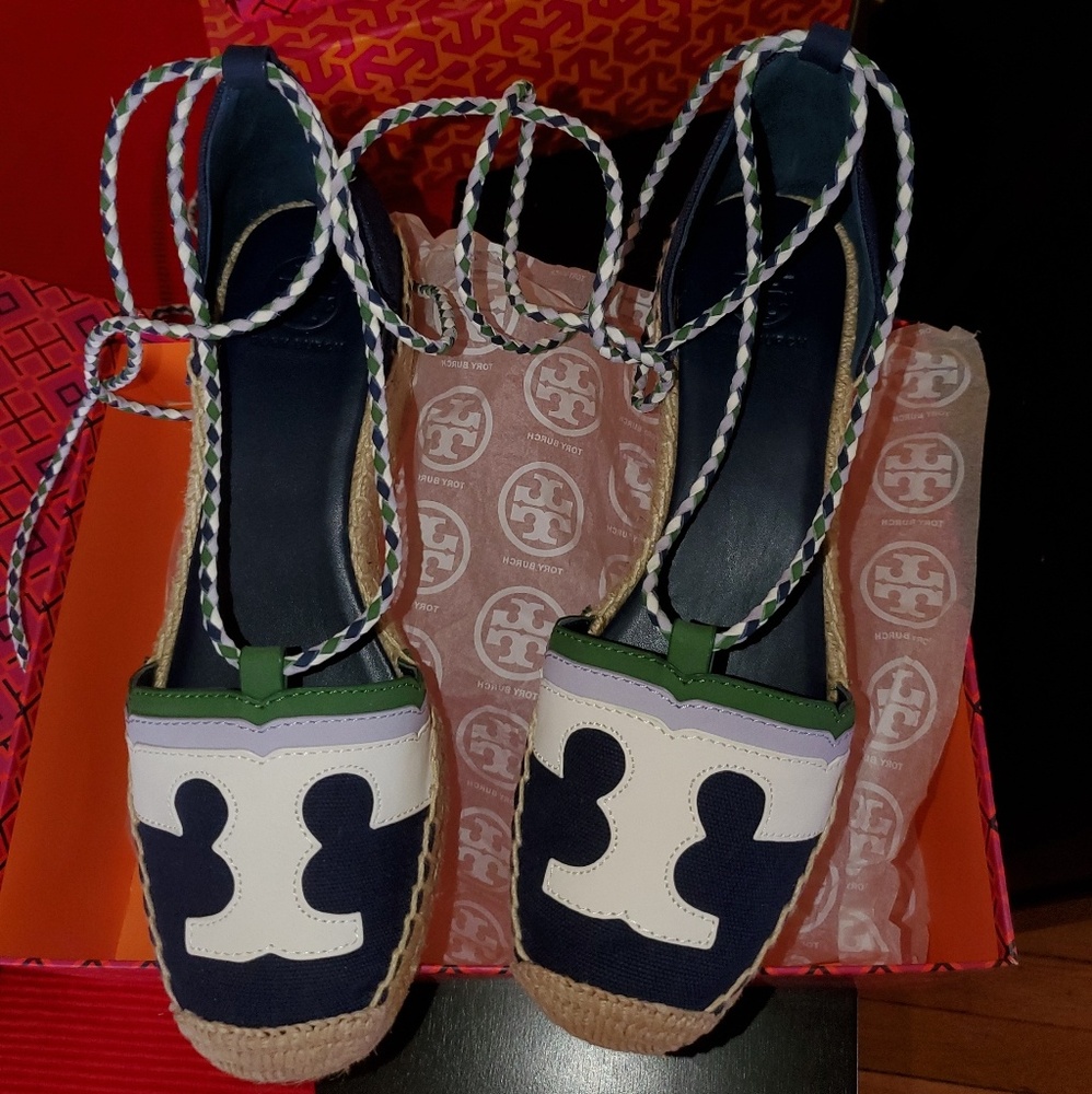 Tory Burch Laguna Lace up Wedge Espadrilles